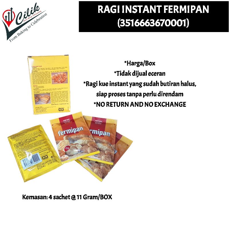 

ragi kue instant fermipan bahan pengembang donat roti pizza cakwe cake