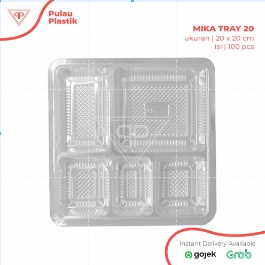 Mika Tray Makanan / Daleman Dus / ukuran 18x18, 20x20 / Mika Sekat 4 / Mika Sekat 5 / wadah makanan 
