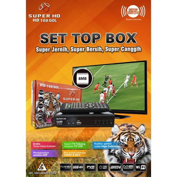 Set top box Super HD GOL168 Harimau (Dus Orange)
