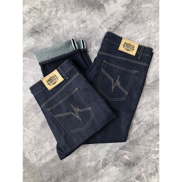 DENIM SELVEDGE ACCENT 17OZ KAKU BLACK INDIGO