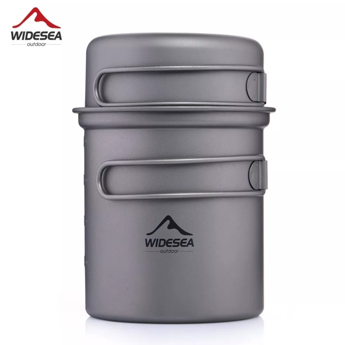 Widesea Cooking Set Nesting TITANIUM Alat Masak Camping Praktis UL