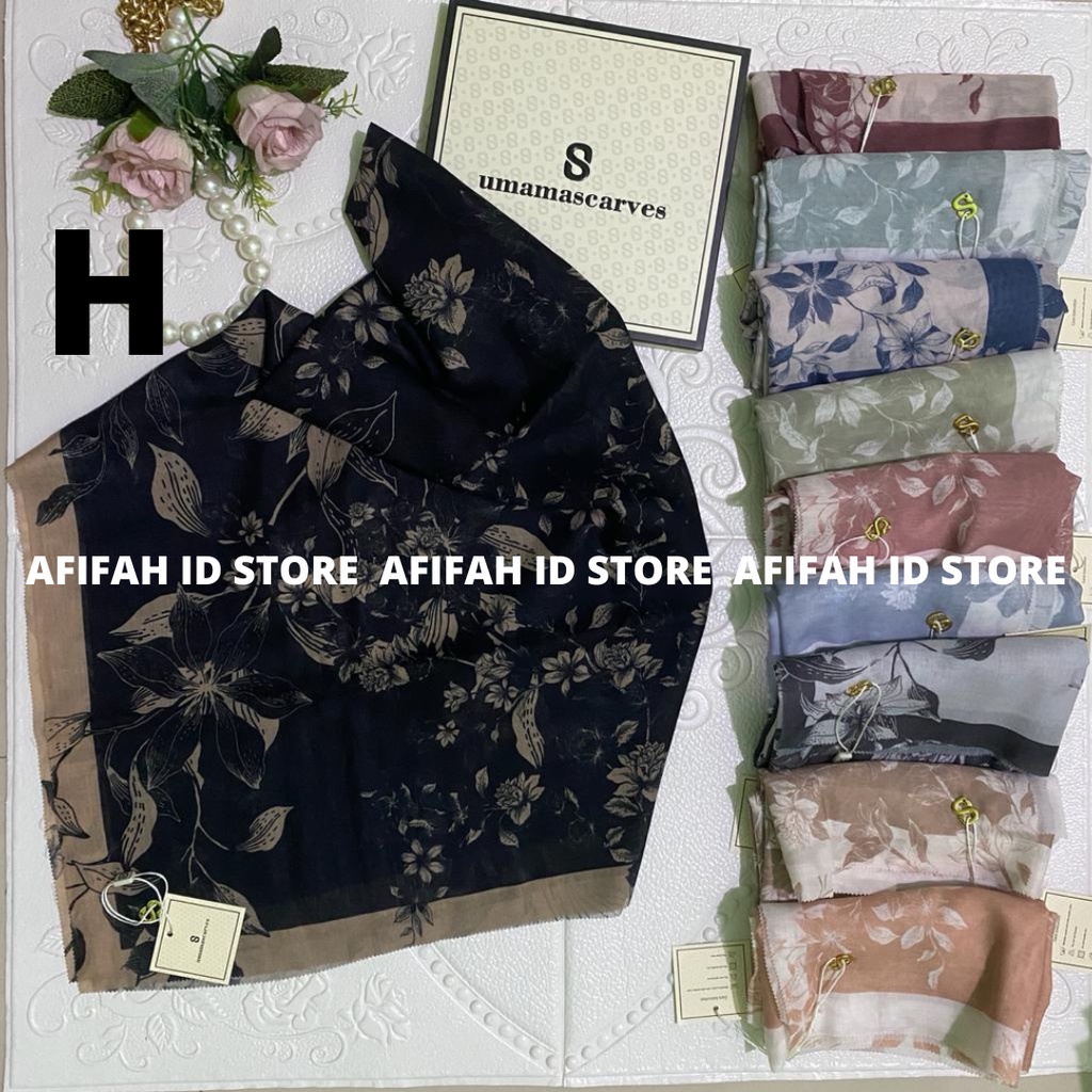 AFIFAH ID STORE Umama Scarves Jilbab Segiempat Motif Umama, Kerudung Voal Motif Digital Premium (Original)