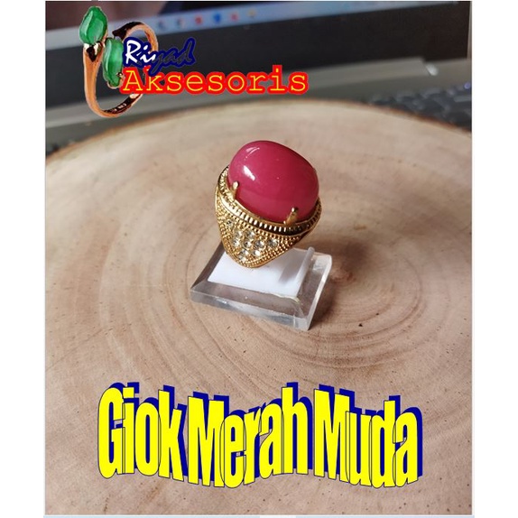 Cincin Batu Akik Giok Merah Muda (N)