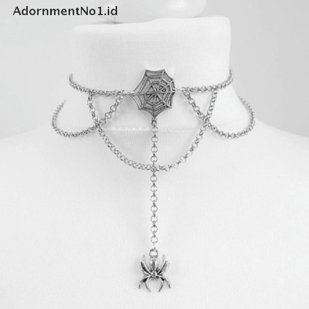 [AdornmentNo1] Gothic Beludru Hitam Kalung Untuk Wanita Fashion Bulan Pagan Perhiasan Gothic Salib Kelelawar Spider Penyihir Perhiasan Wanita Choker [ID]