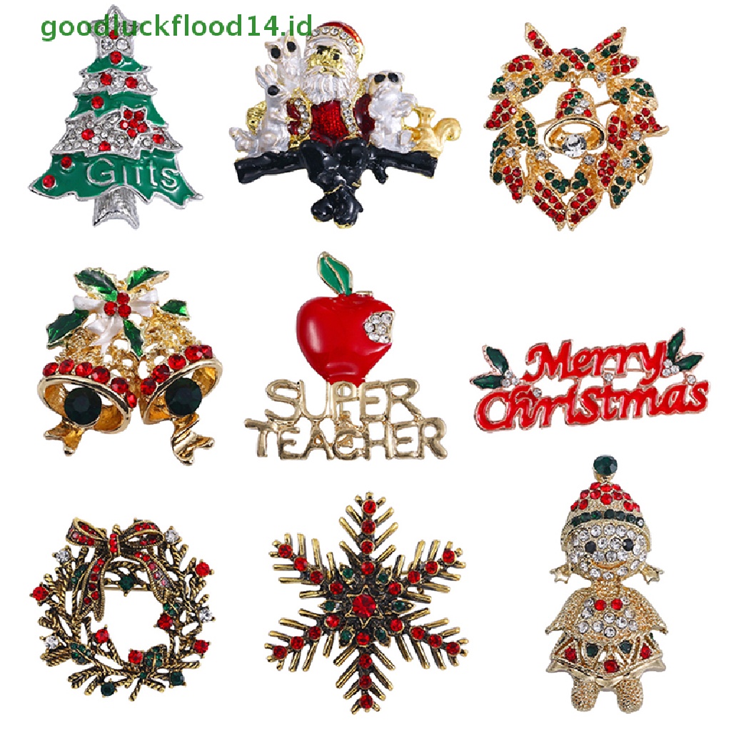 [GOOGFOUR] Tahun Baru Bros Pin Natal Elemen Pin Snowman Pohon Natal Perhiasan Pin Natal Kartun Bros Fashion Perhiasan Hadiah [TOP]