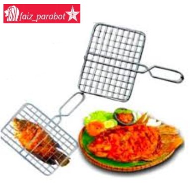 penjepit bakaran sate bakar ikan stainles steel besar dan kecil