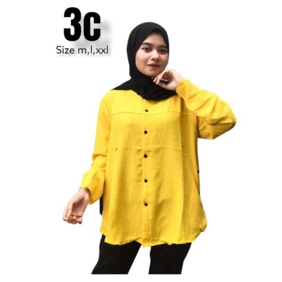 Blouse Kemeja Cewek Busui 3C Original / Kemeja Polos / Atasan Wanita