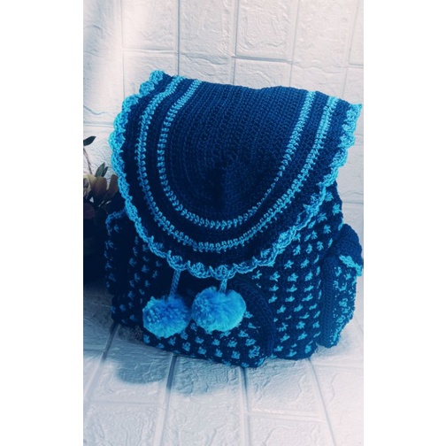 Tas ransel rajut,tas rajut/tas rajut lucu/tas rajut kekinian/tas rajut murah