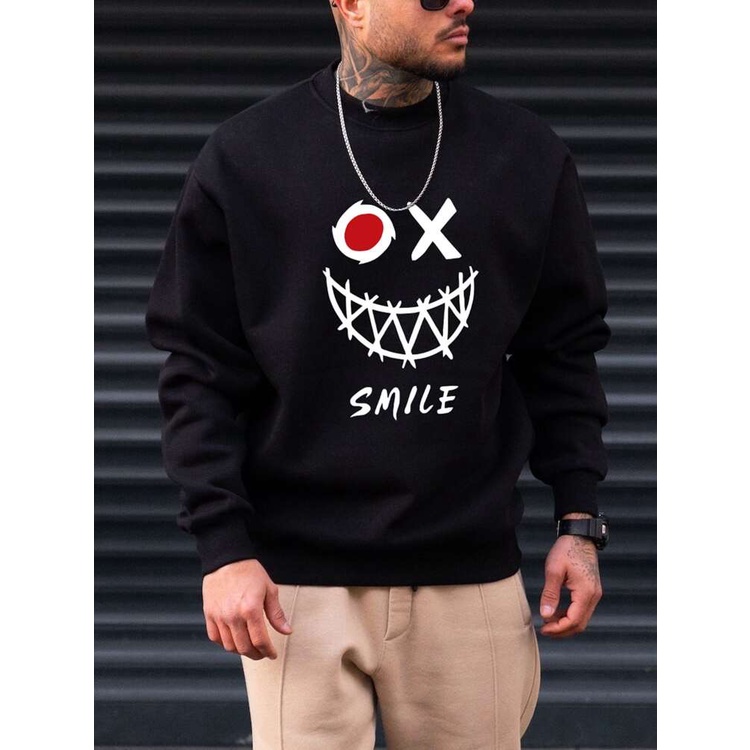 OX Smile Sweater Crewneck Print DTF II OX Smile Sweatshirt Basic II Sz M - XL Anak &amp; Dewasa ( Pria &amp; Wanita )