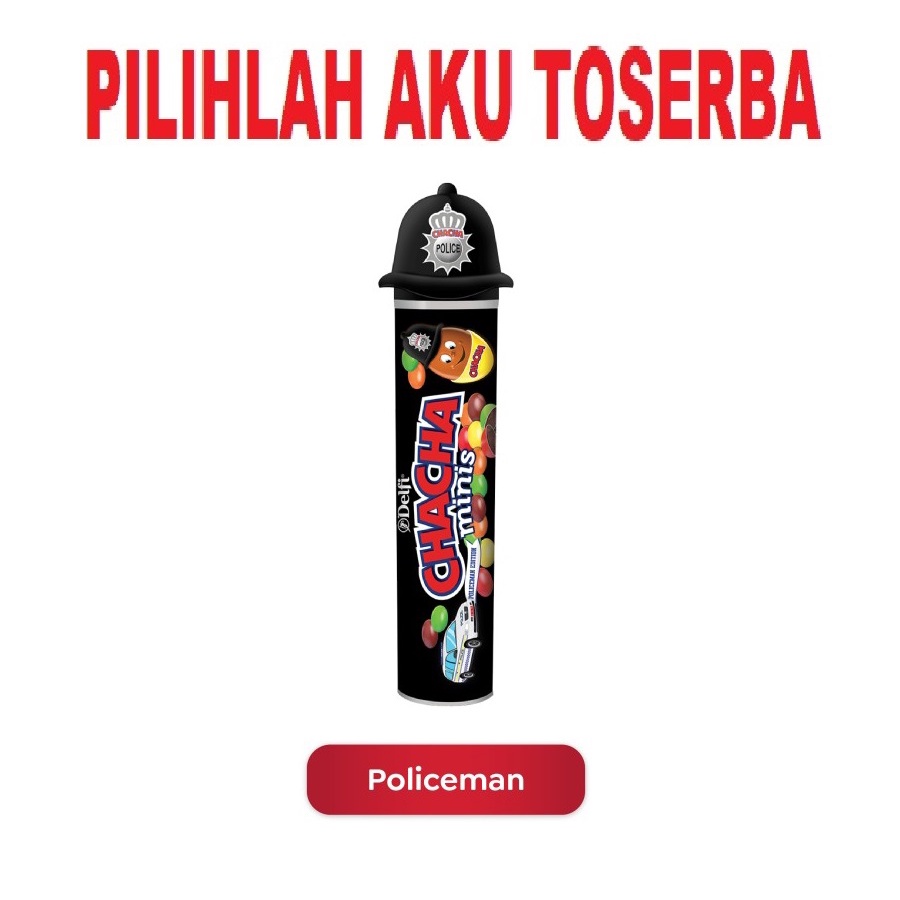 CHACHA MINIS HATS Police &amp; Fire Milk Chocolate - (HARGA 1 BOX isi 12 )