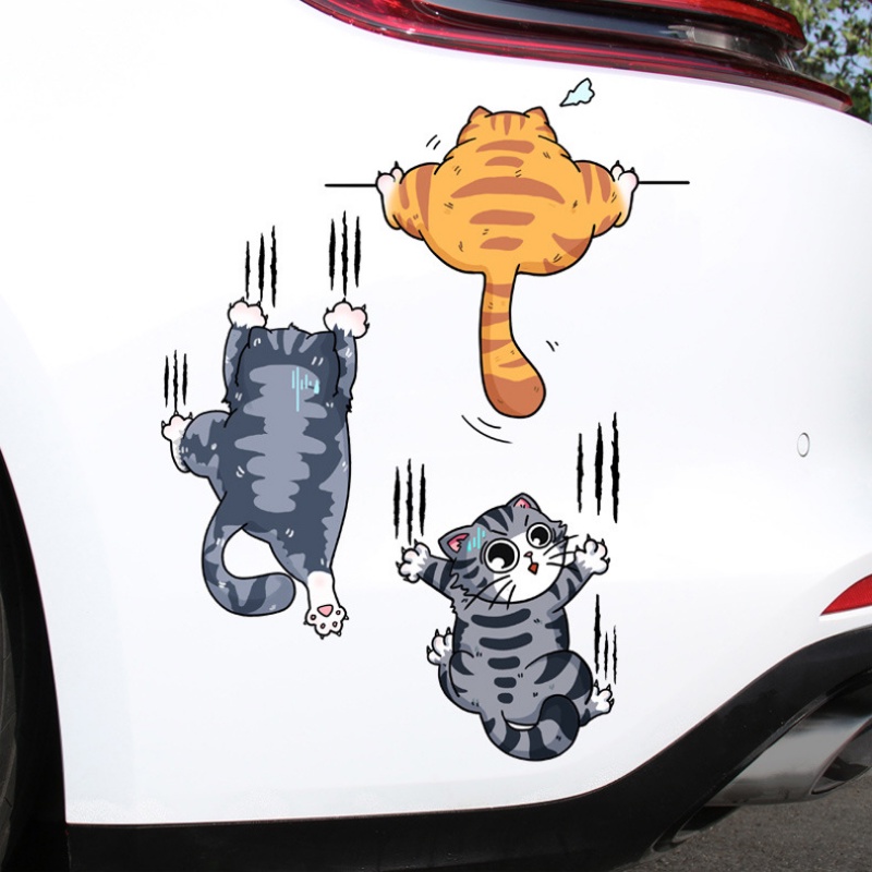 Lucu Lucu Lucu Kucing Peliharaan Stiker Mobil Kepribadian Mendaki Kucing Hewan Styling Self-Adhesive Stiker Mobil Tubuh Kreatif Stiker Universal Auto Dekorasi Aksesoris