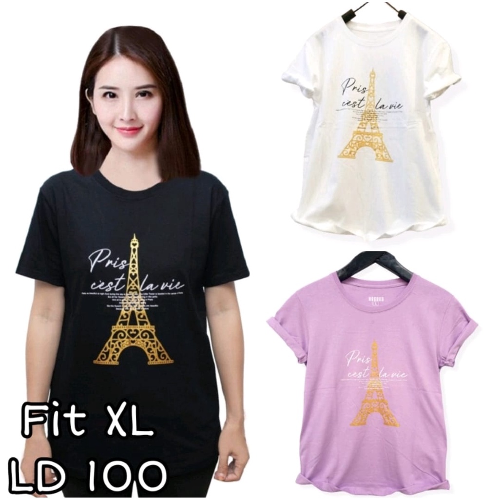 Kaos Wanita Fit XL LD 100 cm Lengan Pendek Baju Perempuan Distro Jumbo Oversize Bigsize Pakaian Tshi