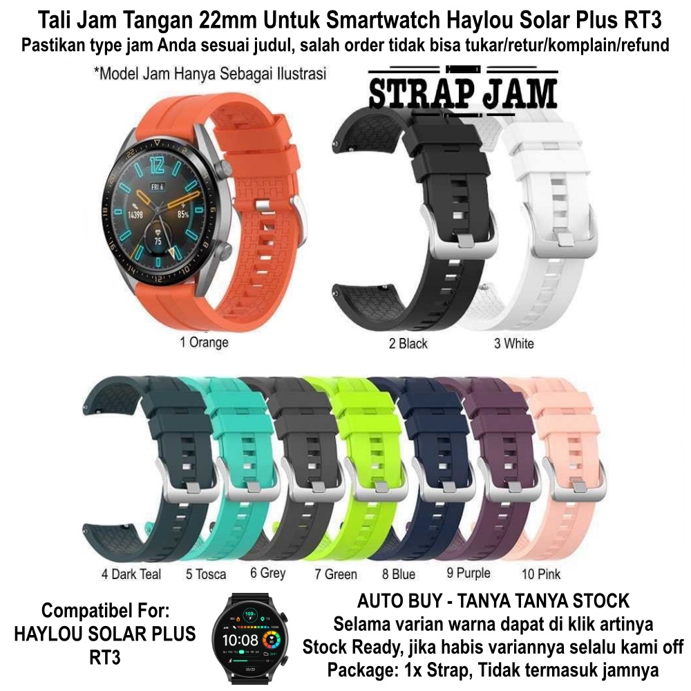 XLF Tali Jam Tangan Haylou Solar Plus RT3 - Strap 22mm Silikon Buckle Silver