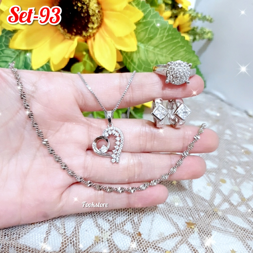 TERLARIS SET PERHIASAN WANITA/ KALUNG/GELANG/ANTING/CINCIN