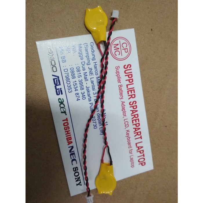 Batrei Baterai Battery Cmos Bios Laptop Notebook Cr1220 Soket Kabel 3Volt