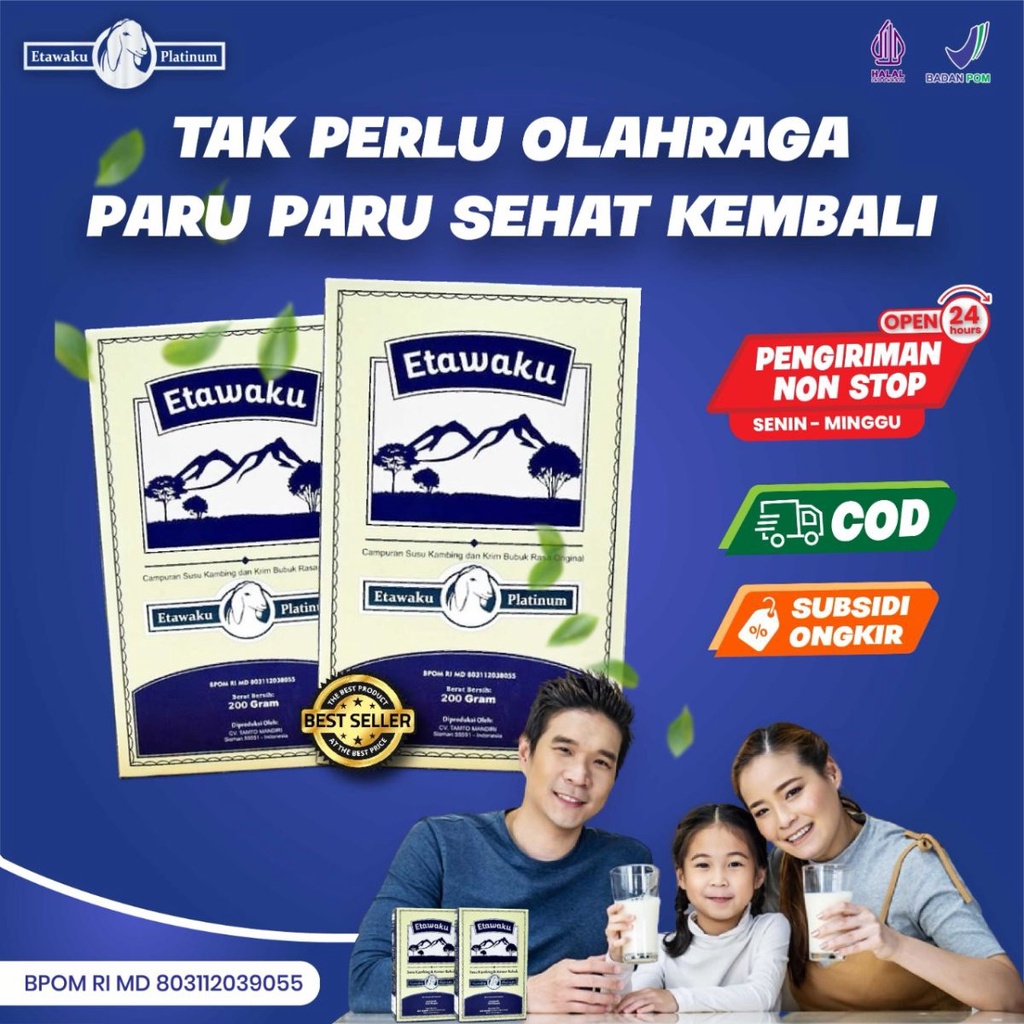 

ETAWAKU PLATINUM PAKET 5 BOX Asli Original Susu Kambing Etawa Berkhasiat dan Bermanfaat / Bubuk Murni Rendah Gula Tinggi Kalsium Menjaga Kesehatan dan Kepadatan Tulang / Mengatasi Masalah Pernapasan / Melancarkan Pencernaan