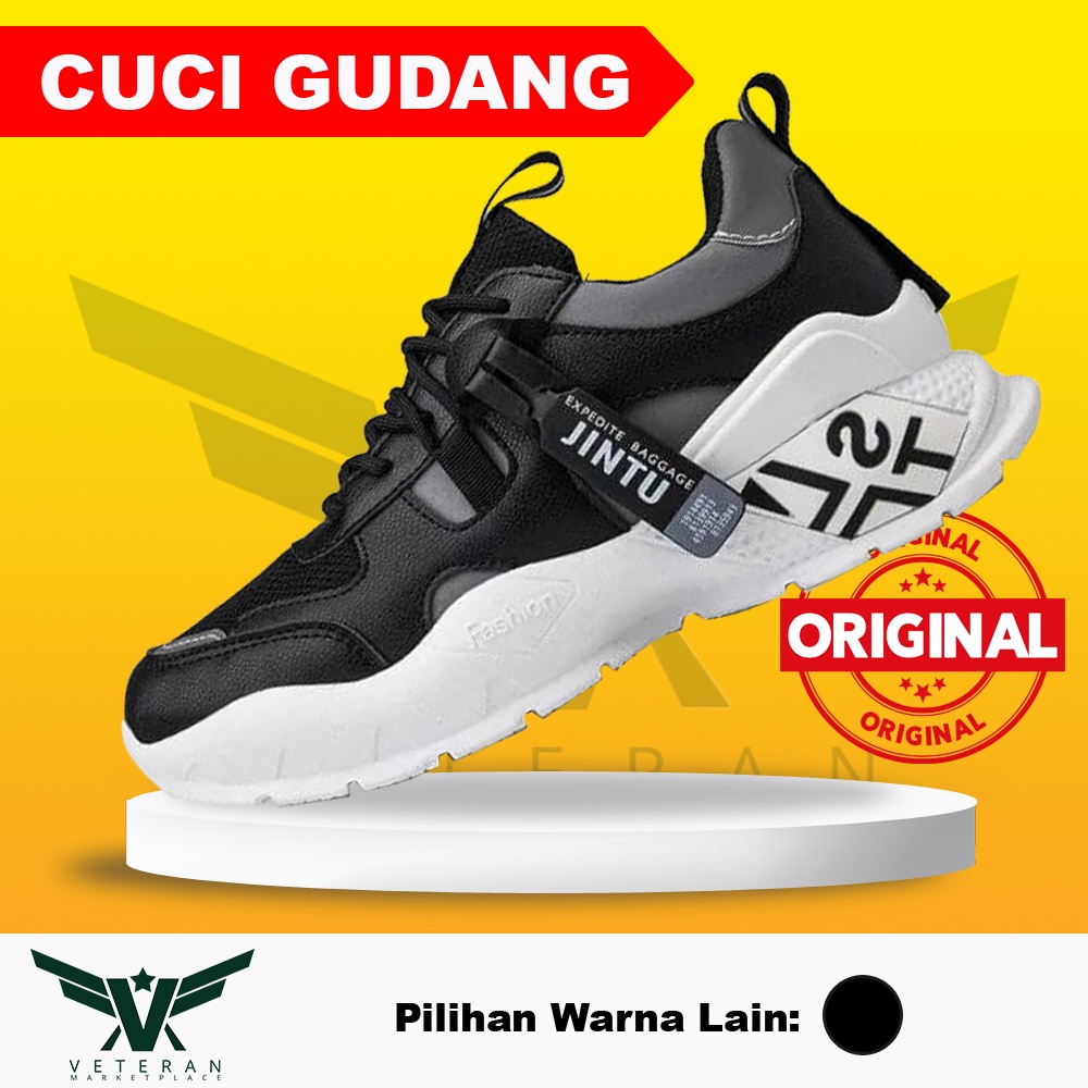 Sepatu sneakers pria original sepatu olahraga pria putih hitam  JINTU PRIA BG-115
