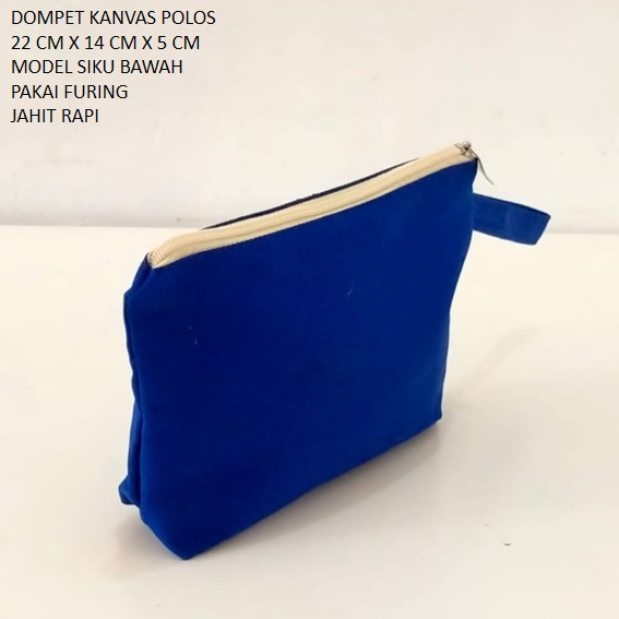 DOMPET KANVAS POLOS BIRU POUCH KANVAS WARNA BIRU. Riens Collections