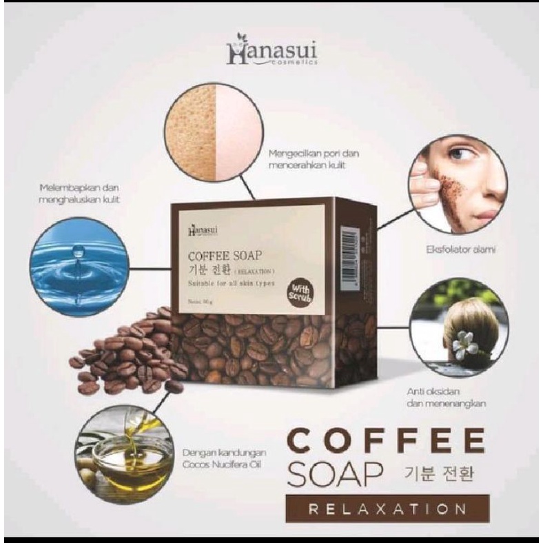 hanasui Bar Soap Sabun Batang White Rice Aloe Vera Coffee 60gram