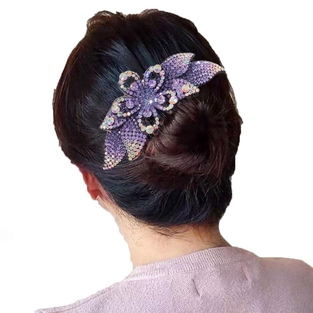 Agustina Sisir Rambut Wanita Trendi Hiasan Kepala Bunga Untuk Anak Perempuan Ponytail Holder Hair Maker Bun Kristal Jepit Rambut