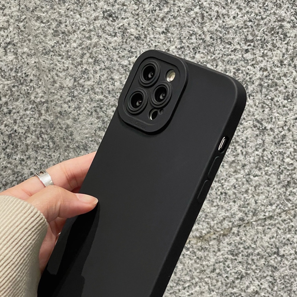 IPHONE Ins Shockproof Hitam Matte Casing Ponsel Untuk Iphone14 13 12 11 Pro Max 14 Pro Max Matte Tahan Debu Shockproof Lembut TPU Cover