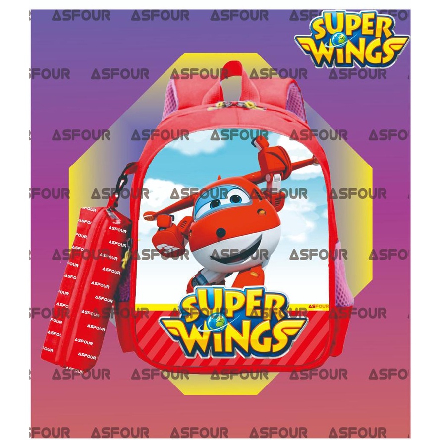 ASFOUR - SuperWings PREMIUM Tas anak sekolah laki laki ransel SUPER WINGS terbaru 2023 bisa bayar di tempat ( COD )