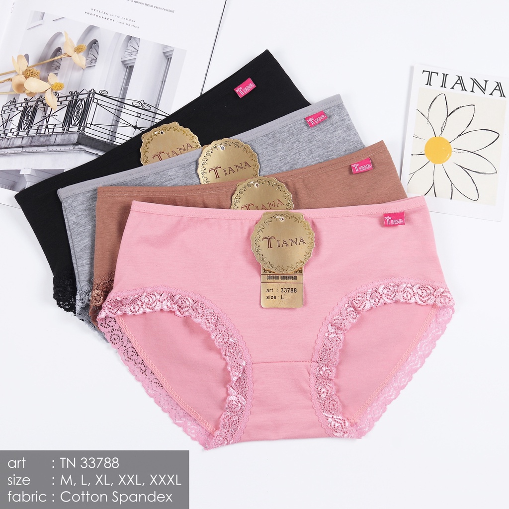 Celana Dalam Wanita Renda Paha TIANA 33788 / CD Dalaman Perempuan Super Soft / size m - Jumbo