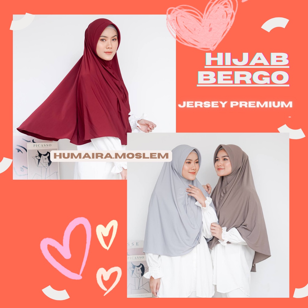 Hijab Bergo Bahan Jersey Premium / Hijab Bergo Panjang / Hijab Bergo Daily / Kerudung Panjang  Hijab