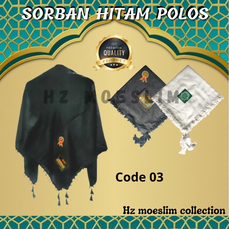 Sorban Hitam Polos dan Putih Polos Syal