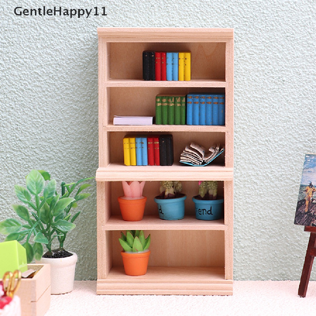 Gentlehappy Rumah Boneka Miniatur Rak Buku Rak Buku Lemari Pajangan Model Furniture Decor Mainan id