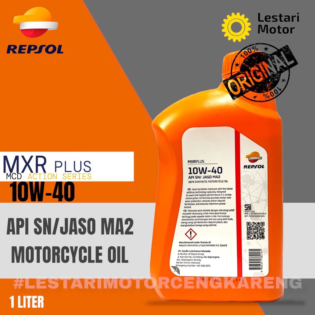 OLI REPSOL MXR PLUS MCD 10W40 1L SATRIA FU VIXION DLL SEMI SYNTHETIC