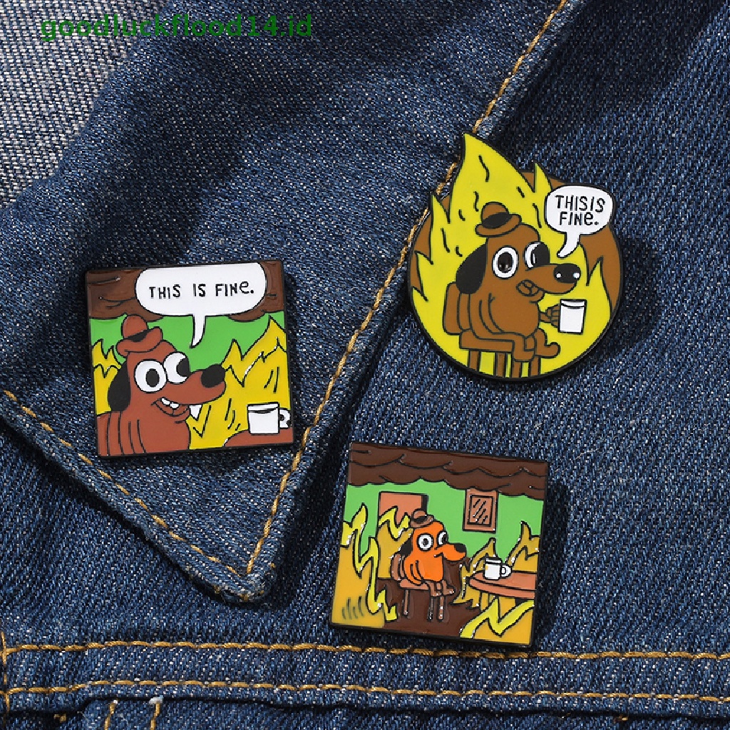 [GOOGFOUR] Ini Api Halus Enamel Pin Kartun Anjing Bros Kerah Pin Lucu Hewan Lencana [TOP]