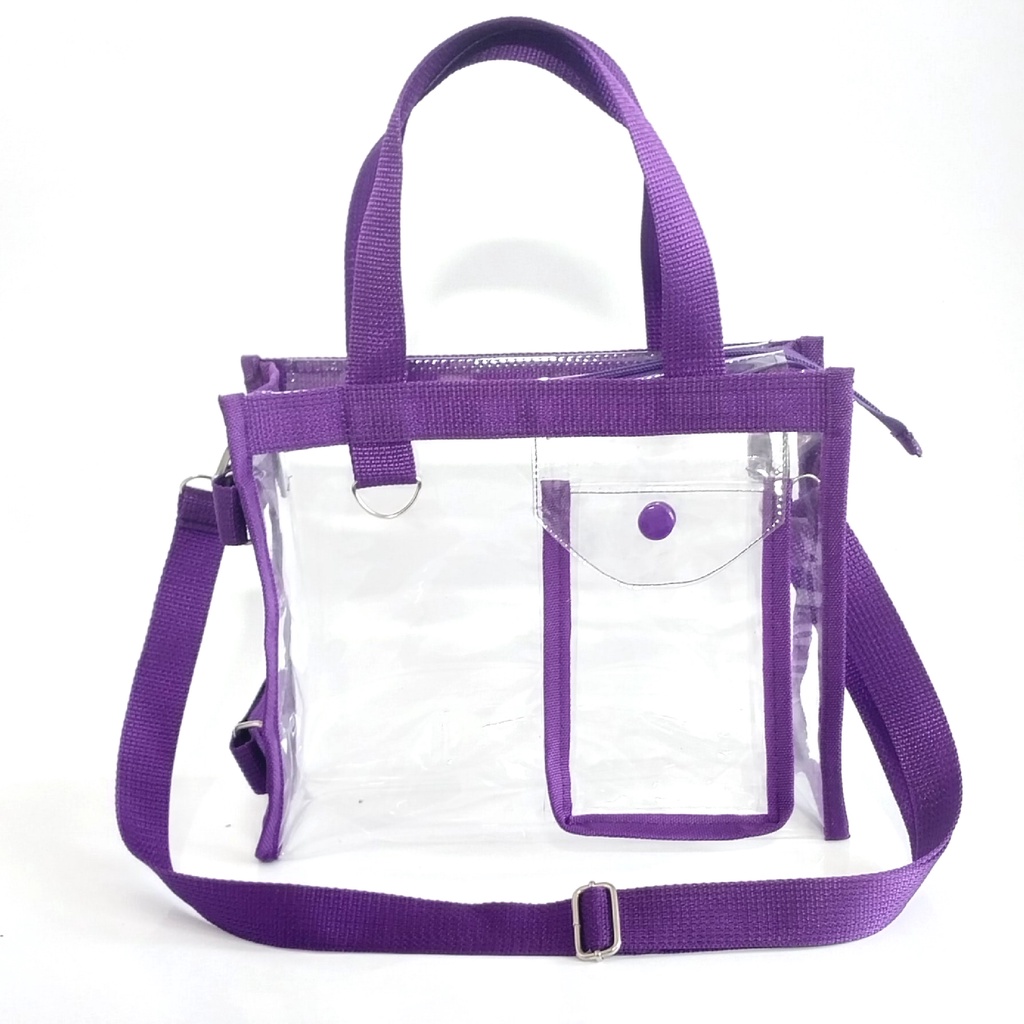 TAS SELEMPANG TRANSPARAN PVC SLING BAG / HAND BAG / TAS KONSER / TAS MIKA UNGU