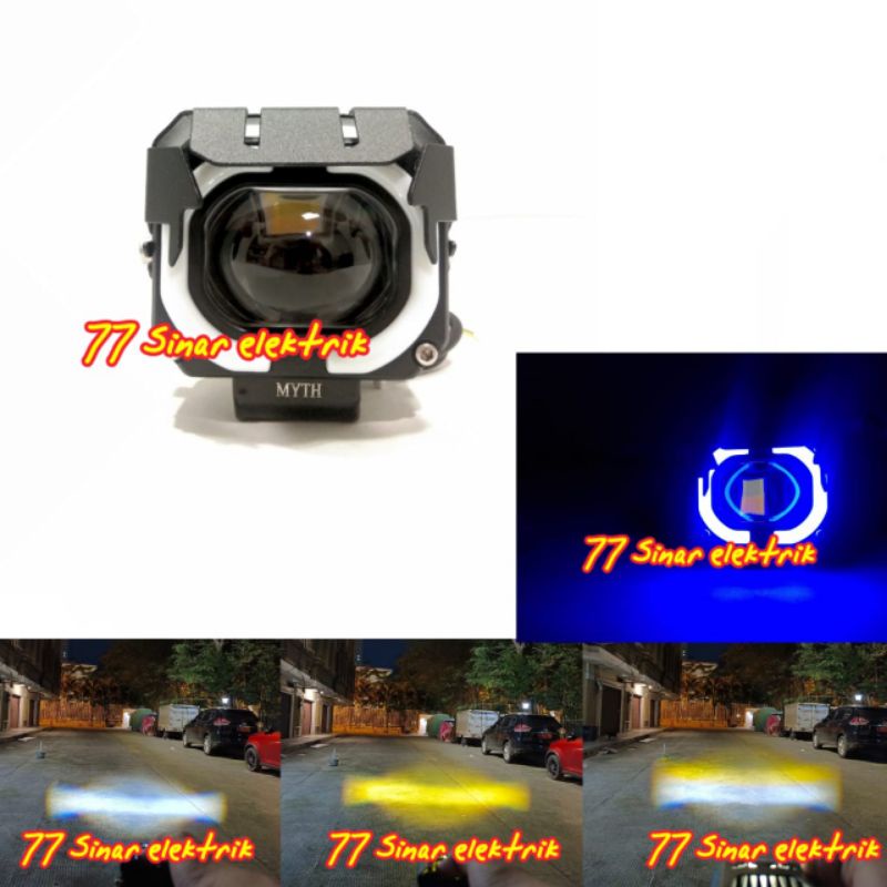 Lampu Tembak Sorot Led D2 Laser Senja Biru 2 Mode Jauh Dekat Lampu Tembak Led Motor Mobil