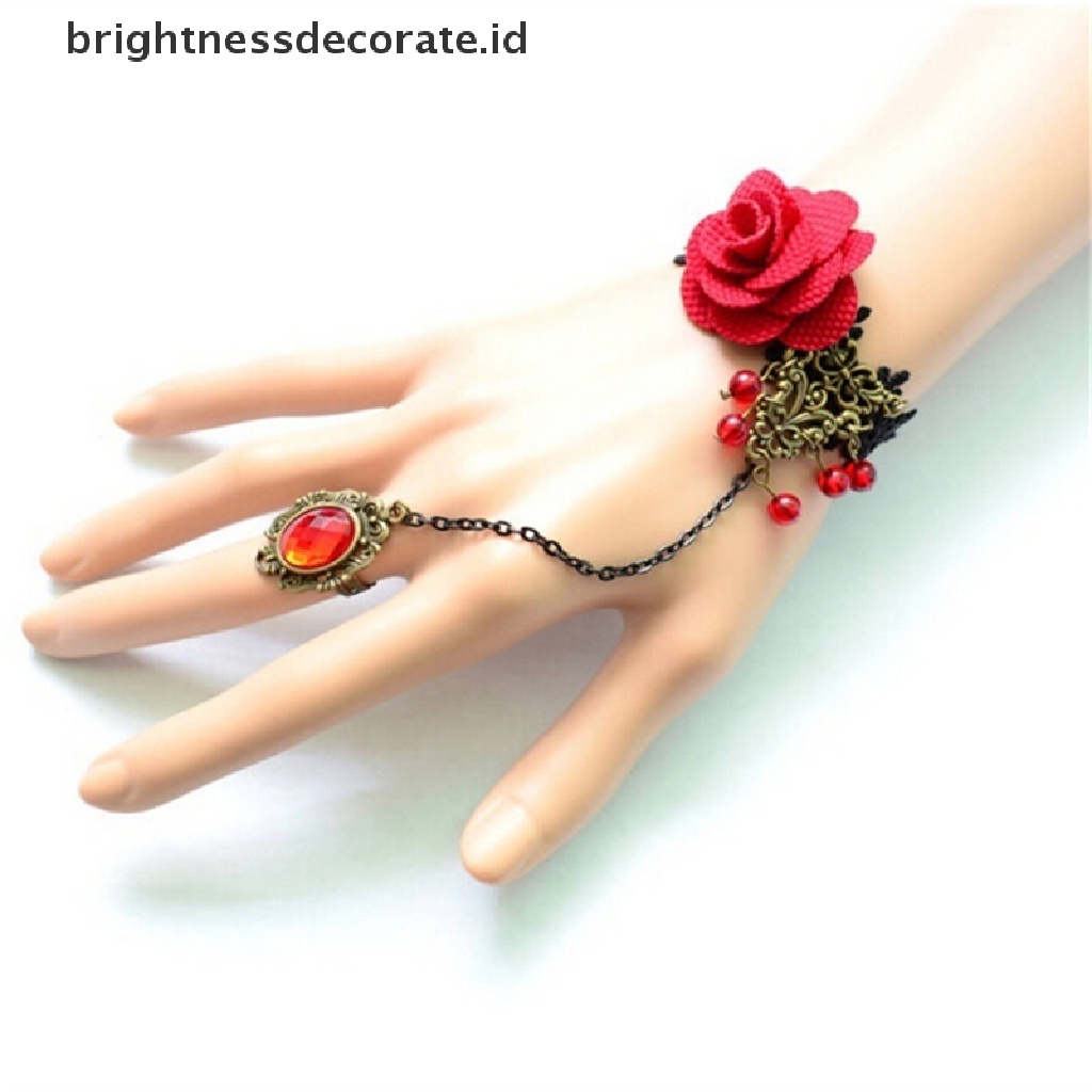 [Birth] Fashion Gothic Lolita Retro Vintage Bunga Vampir Jumbai Mawar Gelang Renda [ID]