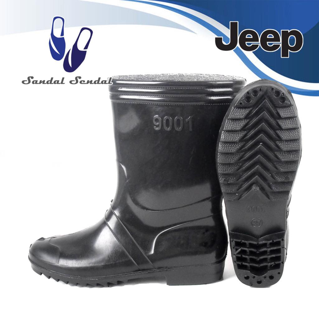 Sepatu Boot Pendek Jeep 9001 Full Black - Sepatu Perkebunan Kebersihan