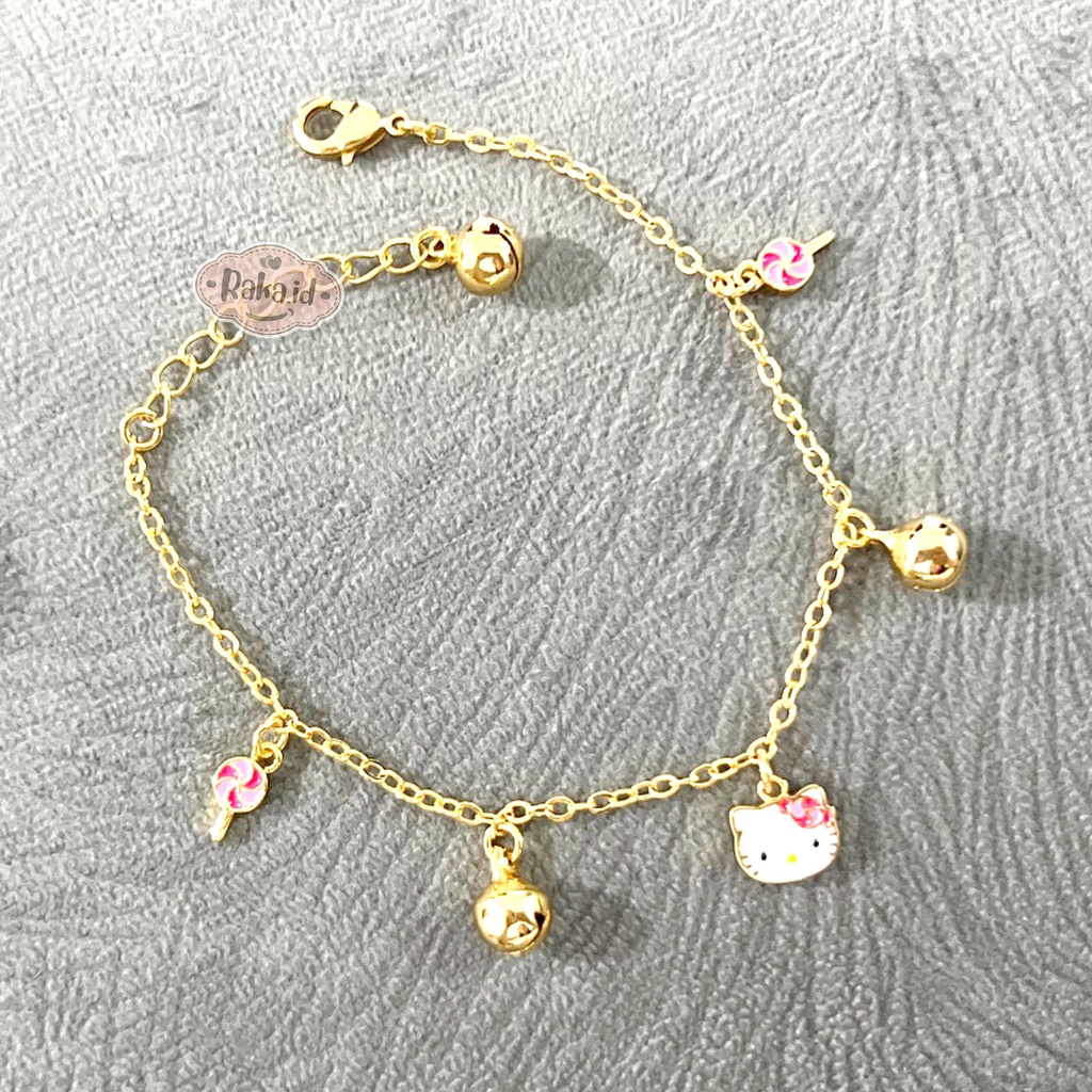 Gelang Anak Perempuan Gelang Tangan Anak Rantai Motif Kitty Pita Bunga Lolipop Perhiasan Anak 1224