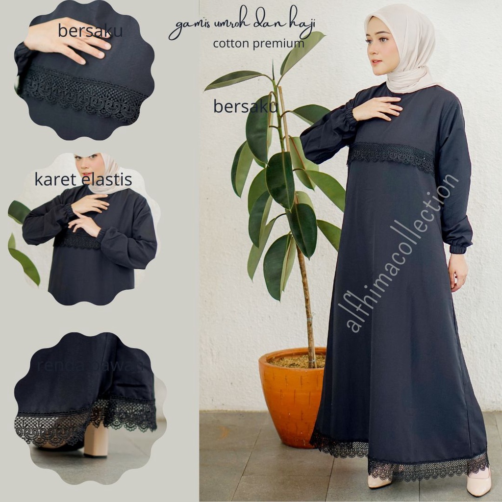 Gamis umroh/ Gamis Putih Modern / Gamis Putih Wanita /Gamis Polos Gamis haji/ Gamis Manasik Gamis cotton premium