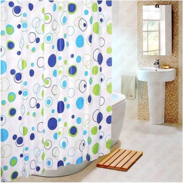 (SerbaSerbi)Horden Kamar Mandi Shower Curtain / Tirai Anti Air  Bahan Peva Lengkap Dengan Pengait 180 x180 Cm