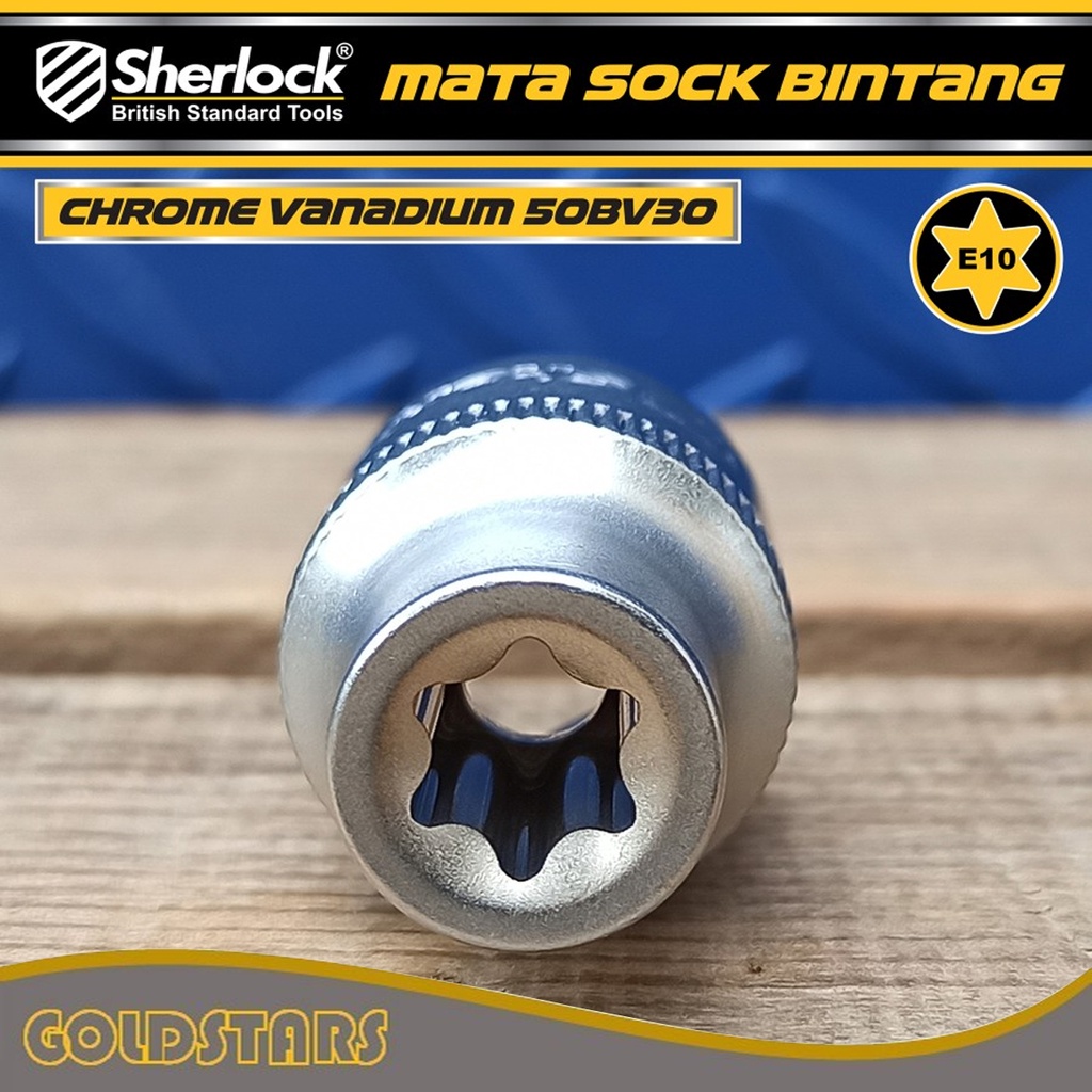 Kunci Shock Bintang Sok E10 - E24 Original Sherlock 1/2 inch Drive Star Socket