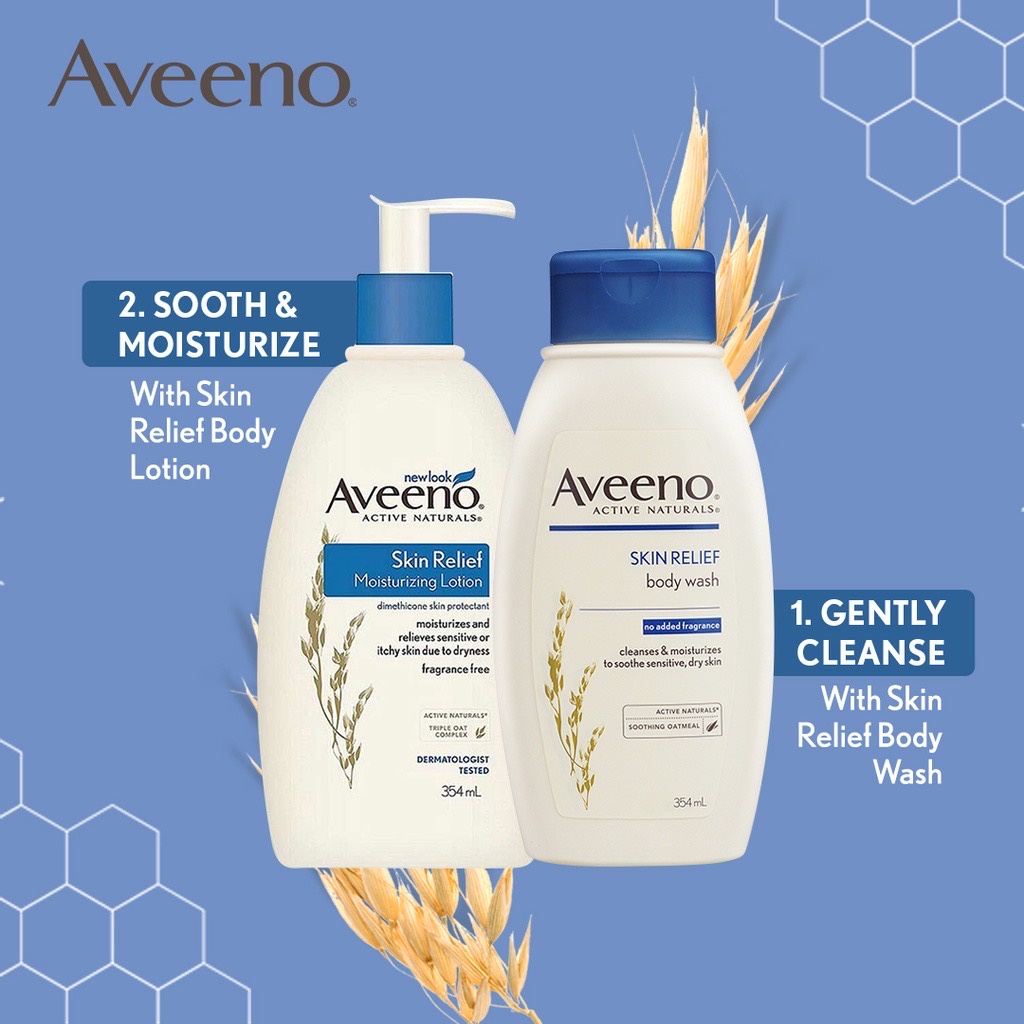 Aveeno Body Lotion / Pelembab Skin Relief, Daily Moisturizing, Soothing Calming, Energizing 71 ml 354 ml 71ml 354ml