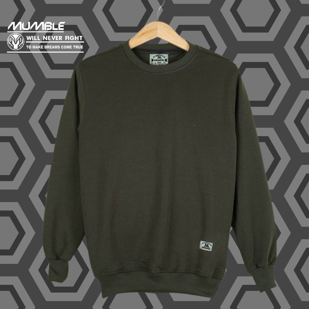 Crewneck Polos Oversize Lengan Panjang Aesthetic Casual Brand Local Bandung Sweater Hijau Army Pria Wanita High Quality