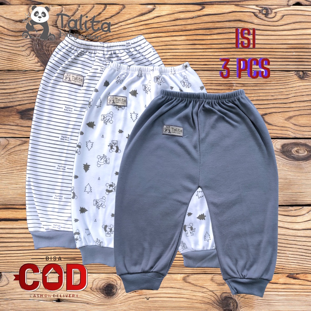 ISI 3 Pcs Celana Panjang Bayi Baru Lahir Newborn Seri Warna