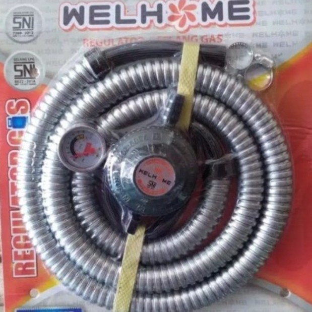 Regulator Selang + Regulator Gas Lpj Paket Merk Wellhome Type Wg-128S