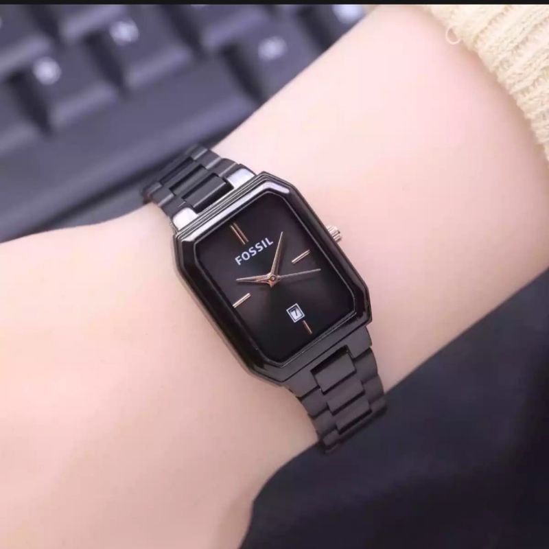 (Terima Cod)Jam Tangan Wanita FS Kota Balok Tanggal Aktif Strap Rantai/Stell(Dikirim Jakarta)