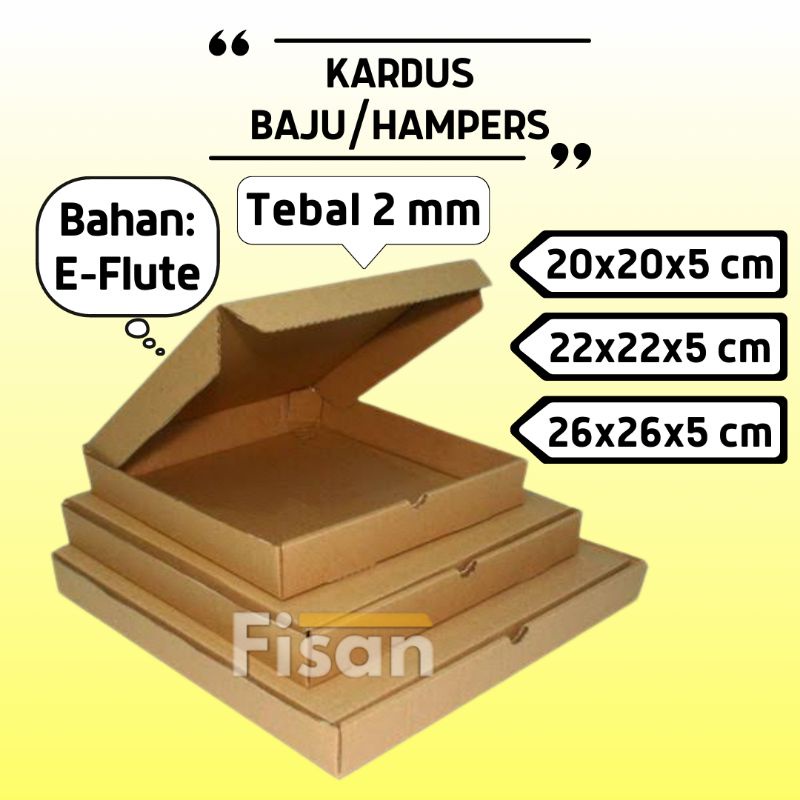 

Kardus Dus Gift Box Hampers Baju Pizza 20x20x5 / 22x22x5 / 26x26x5