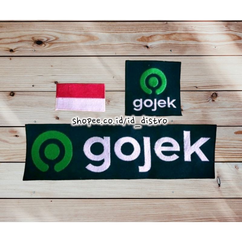 Emblem Logo Patch Bordir Ojol GOJEK (dasar hitam) kotak
