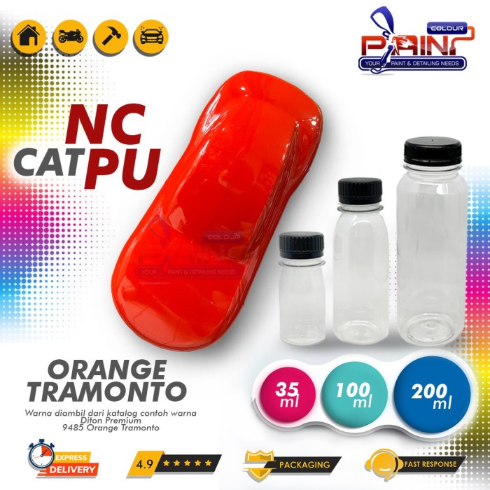 Cat PU 1 Liter Orange Tramonto Vespa Colour - Sample Warna Diton Premium 9485