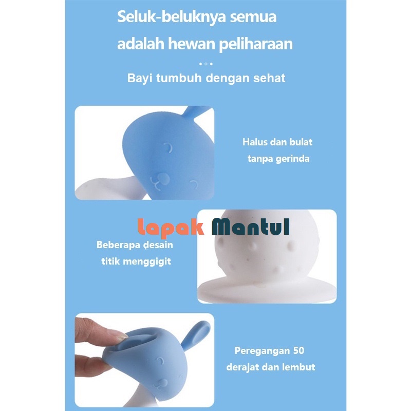 LM-0215 Mainan Gigitan Bayi Silicone Model Rabbit Bell - Baby Fruit Teether Bell - Gigitan Bayi BPA FREE