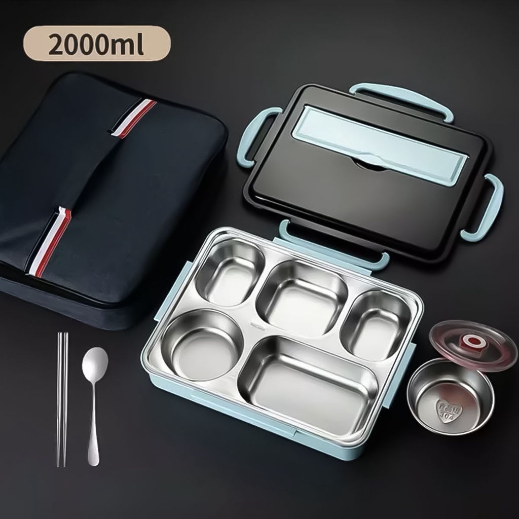 NEXXIO Lunch Box Kotak Makan 4 Sekat Stainless / Lunch Box Stainless Tahan Panas Dan Anti Tumpah